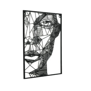 Putuo Decor Arte de pared geométrico negro para mujer, silueta de línea de metal abstracta, decoración minimalista colgante para dormitorio, sala de estar