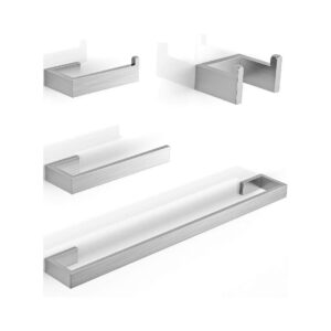 LuckIn Moderno juego de accesorios de baño, incluye barra de toallas de baño de 24 pulgadas, níquel cepillado, 4 piezas