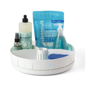 YouCopia SinkSuite - Tocadiscos para debajo del fregadero con separadores ajustables, organizador Lazy Susan para almacenamiento de cocina o baño