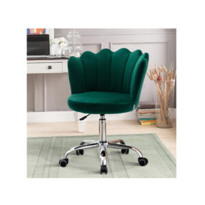 Recaceik Silla giratoria de terciopelo, silla de Shell giratoria para sala de estar/cama, silla moderna del brazo del ocio (verde del lago)