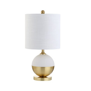 JONATHAN Y JYL5005A Carr - Lámpara de mesa LED de cerámica y metal de 23.5 pulgadas, moderna y contemporánea, mesita de noche, para dormitorio, sala de estar, oficina, biblioteca universitaria, bombillas LED incluidas, blanco/latón