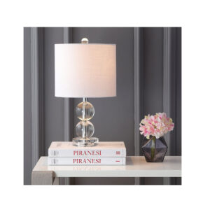 JONATHAN Y JYL2057A Brooklyn Lámpara de mesa LED de cristal contemporánea, transitoria, tradicional, glamour para dormitorio, sala de estar, oficina, dormitorio universitario, mesa de café, librería, transparente