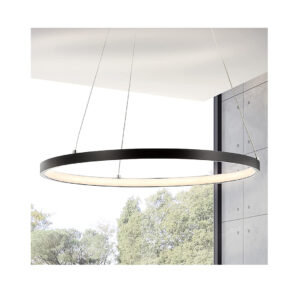 JONATHAN Y JYL7202A Bradley - Lámpara colgante redonda de metal LED integrada de 15.7 pulgadas, moderna, contemporánea, de transición, comedor, sala de estar, cocina, vestíbulo, dormitorio, pasillo, negro mate