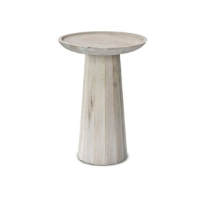 SIMPLIHOME Dayton - Mesa redonda de madera maciza de mango de 13 pulgadas de ancho, contemporánea de madera en blanco lavado, totalmente montada, para sala...