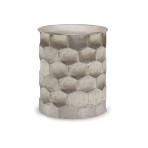 SIMPLIHOME Whitney Industrial - Mesa auxiliar de almacenamiento de metal de 17 pulgadas de ancho en plata envejecida, totalmente montada, extremo,
