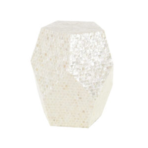 Deco 79 Mesa decorativa irregular de concha contemporánea, 16 x 16 x 19 pulgadas, color crema